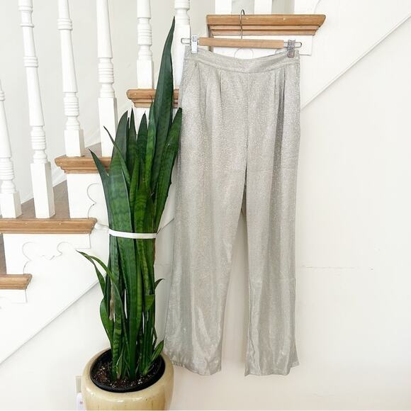 NWT The Native One Metallic Gray Groovy Shine Trouser Pants w/ Pockets Sz Small - Picture 1 of 9